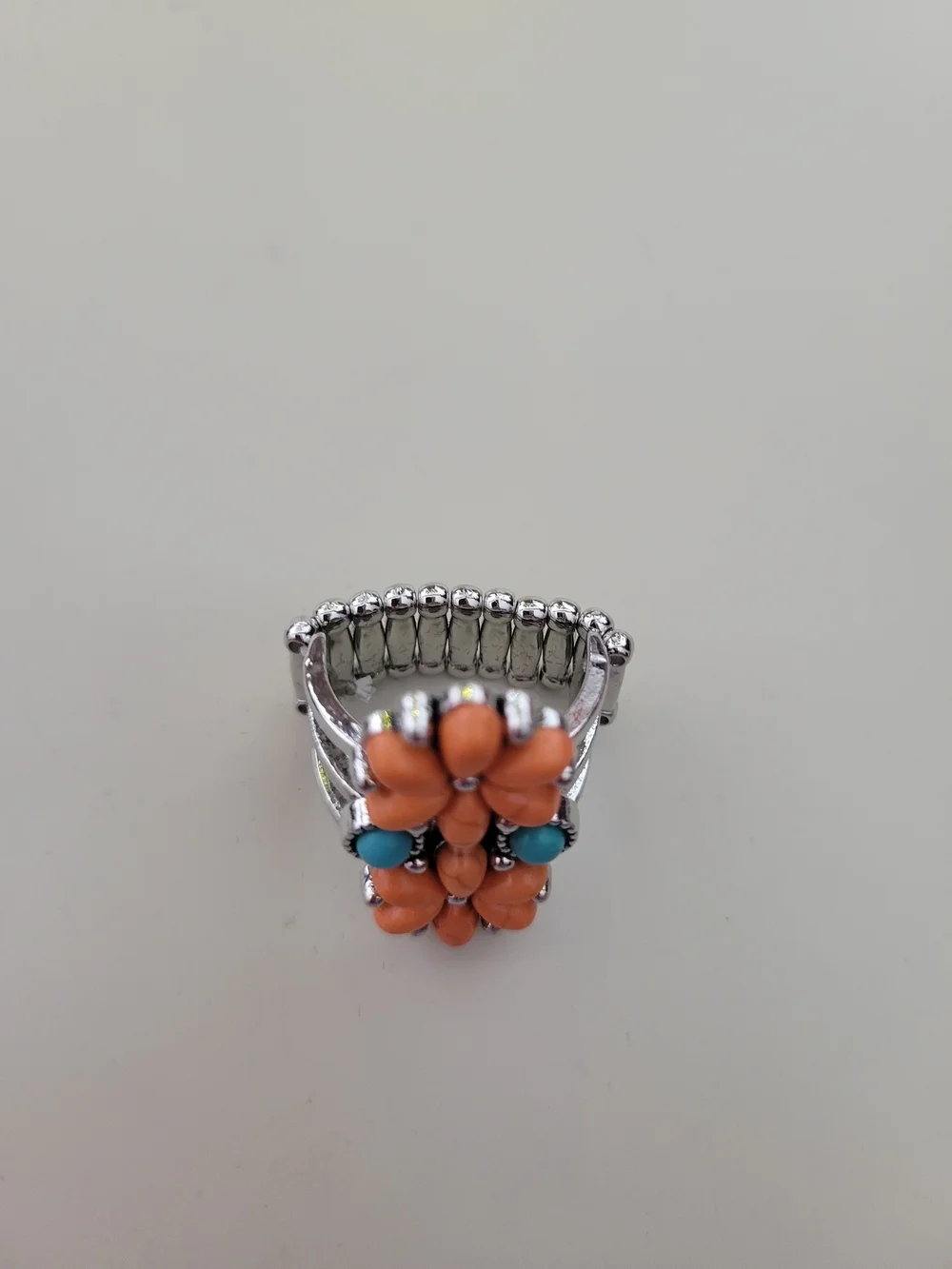 Paparazzi Orange Flower Cluster Ring with Turquoise Accents